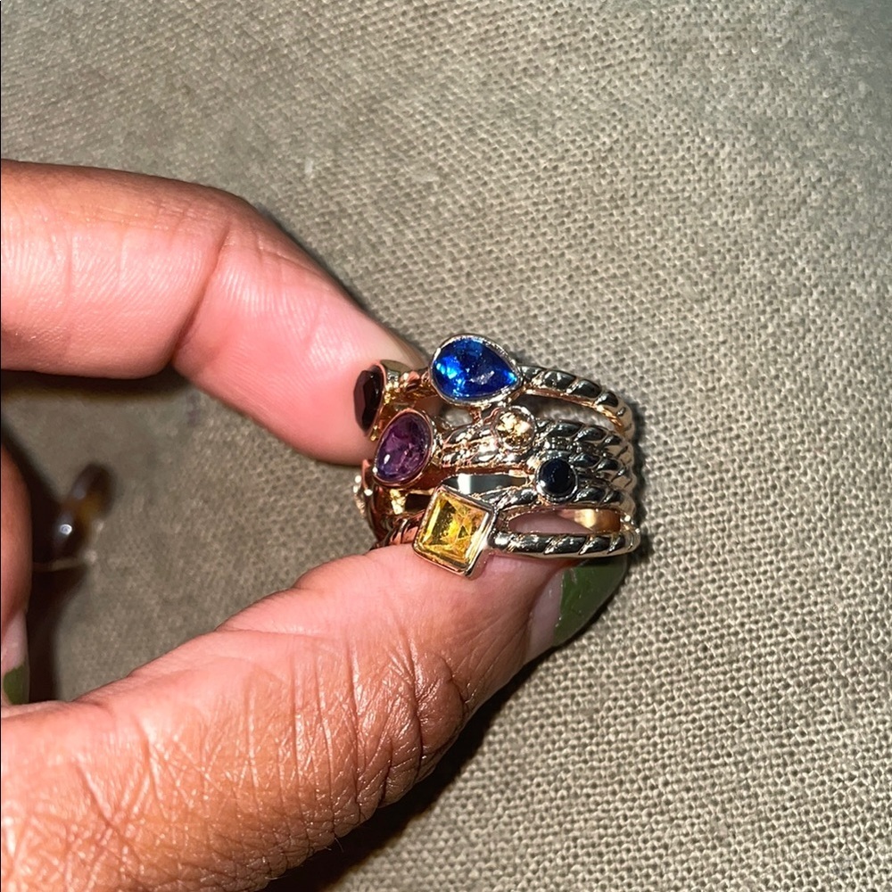Elegant Multi-Stone Gold Ring -6